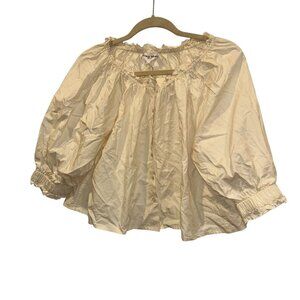 apiece apart stunning cream cotton gatherered neck tunic top S 38 bust